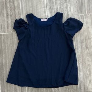 Navy Blue Cold Shoulder Top